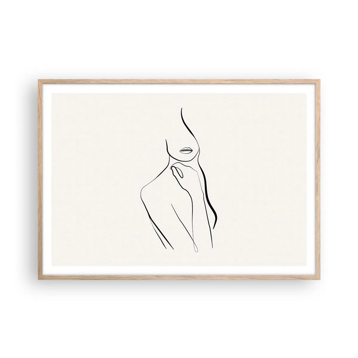 Een poster in een licht eiken lijst - Een golf van melancholie - 100x70 cm