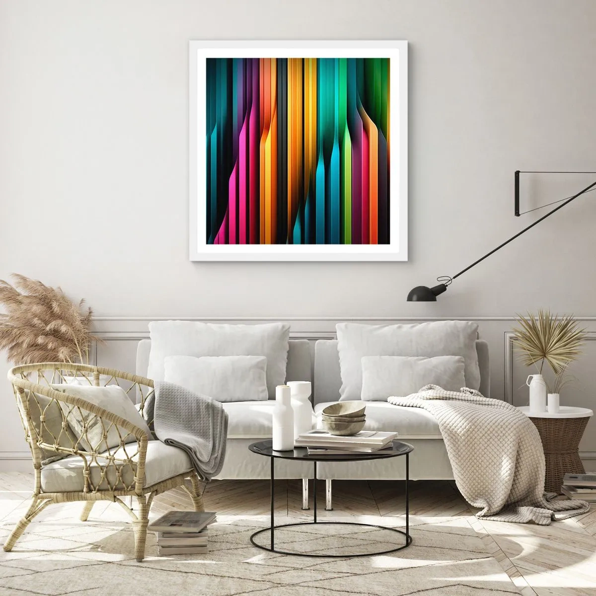 Poster in een witte lijst - Lichtorgel - 60x60 cm