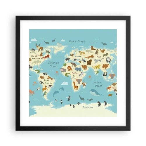 Poster in een zwarte lijst - Goede buren - 40x40 cm