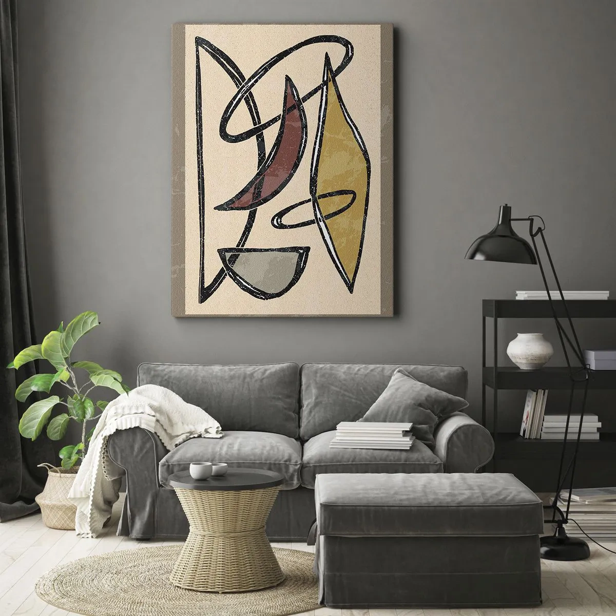 Schilderen op canvas - Compositie – bogen en ovalen - 70x100 cm