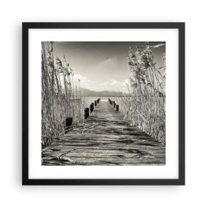 Poster in een zwarte lijst - In de stilte van het gras - 40x40 cm