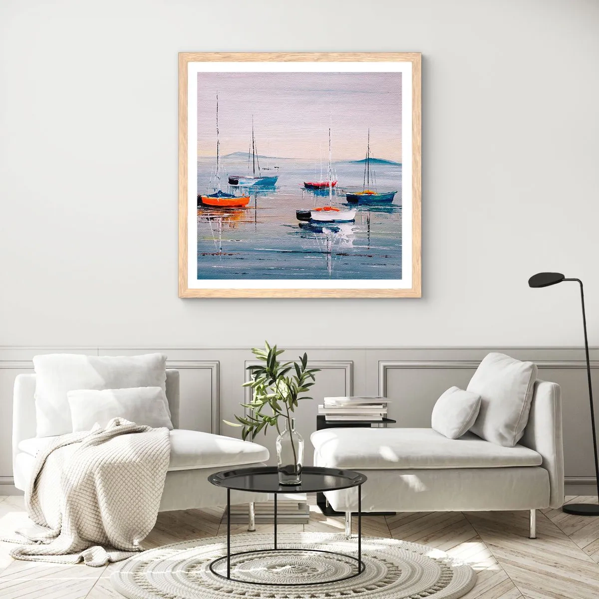 Een poster in een licht eiken lijst - Een welverdiende rust - 60x60 cm