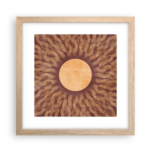 Een poster in een licht eiken lijst - Zon icoon - 30x30 cm