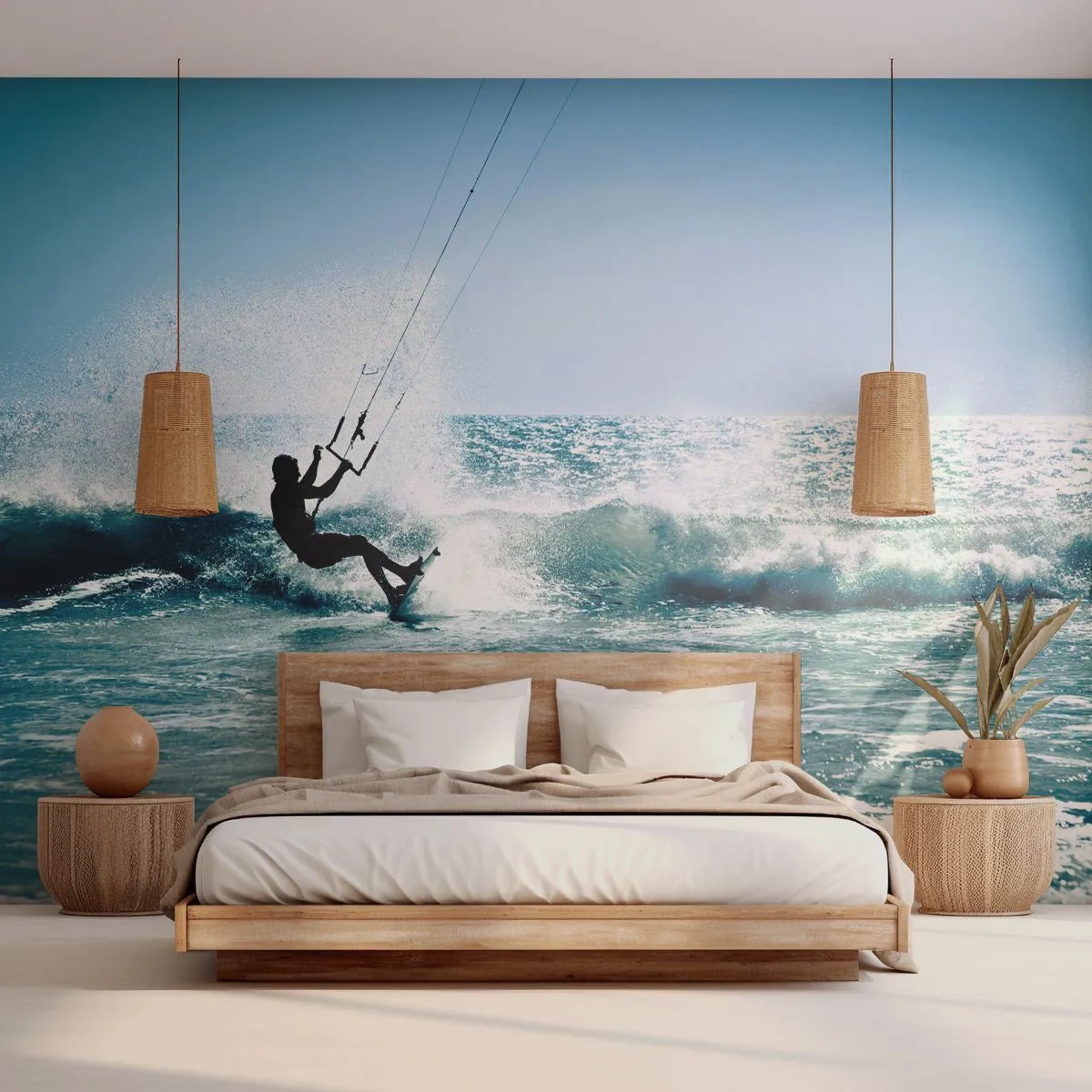 Fotobehang Premium Canvas - Laat je meeslepen - Sport, Kitesurfen, Zee - 350x256 cm