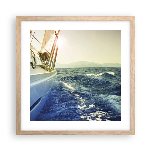 Een poster in een licht eiken lijst - Voor het avontuur - 40x40 cm