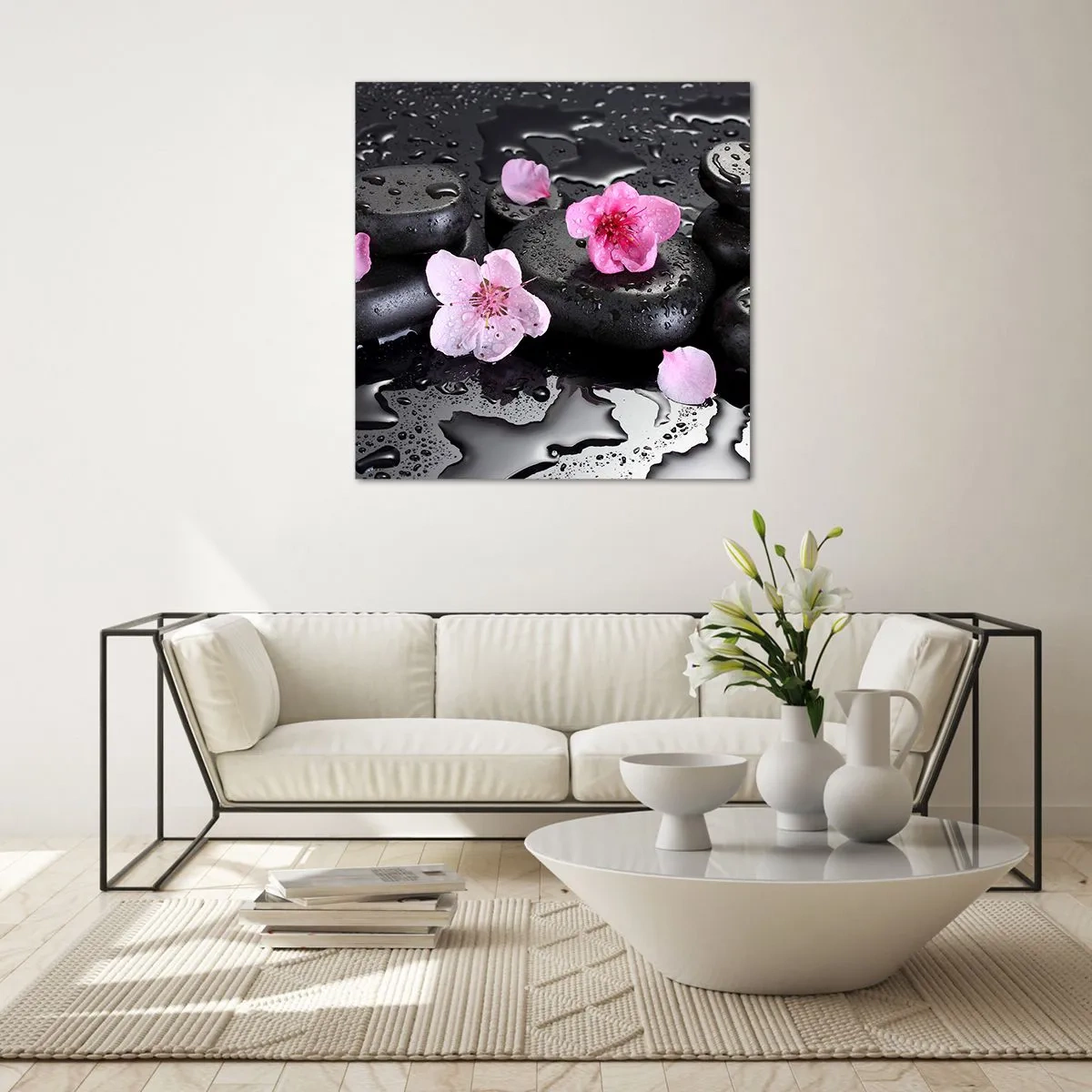 Schilderen op glas - En de steen valt uit het hart - 70x70 cm