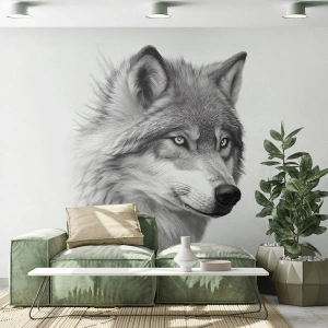 Zelfklevend Fotobehang Deluxe Sticker - Alfa – zonder twijfel - Wolf, Dier, Scandinavisch - 150x105 cm