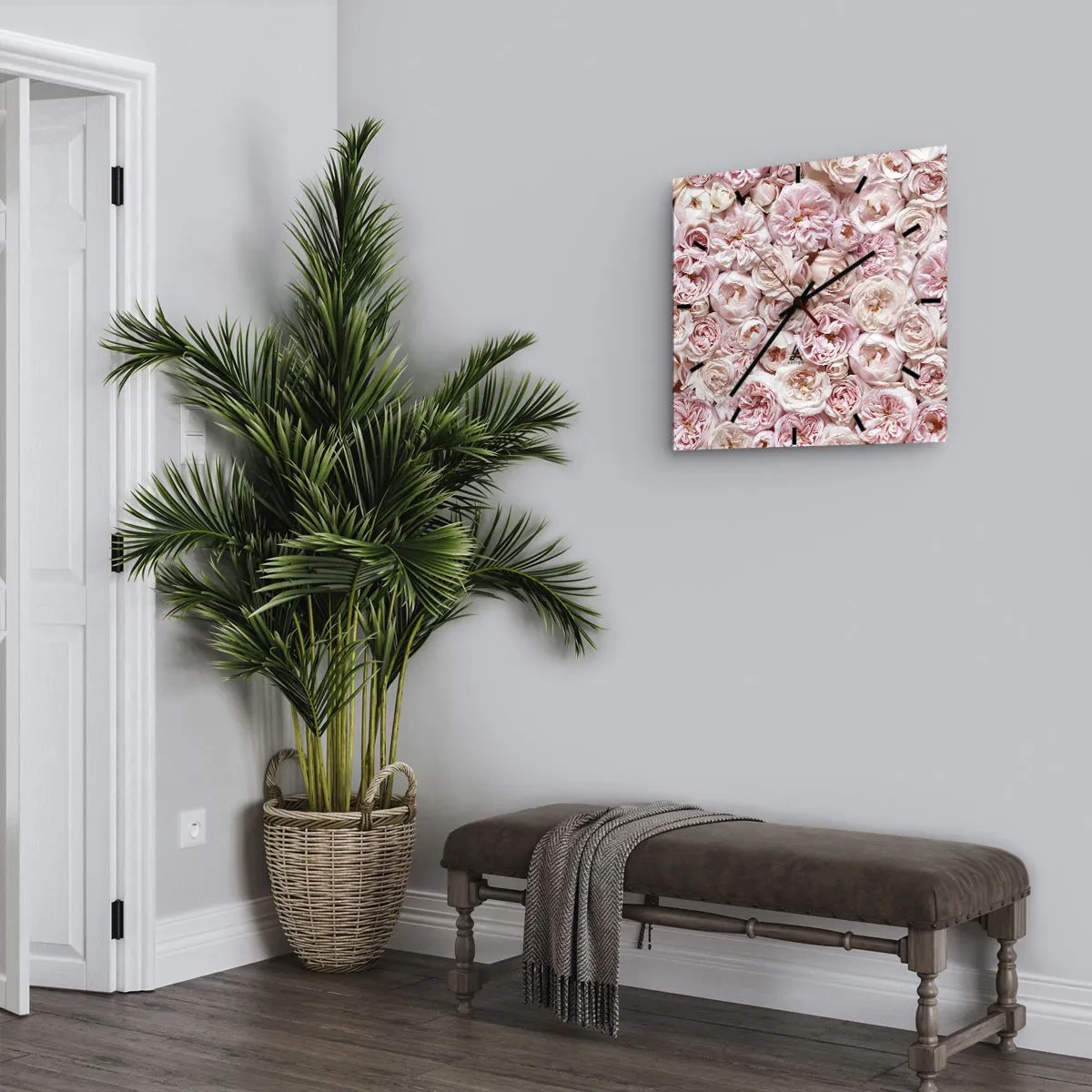 Wandklok - Klok - Een bed van rozen - 40x40 cm
