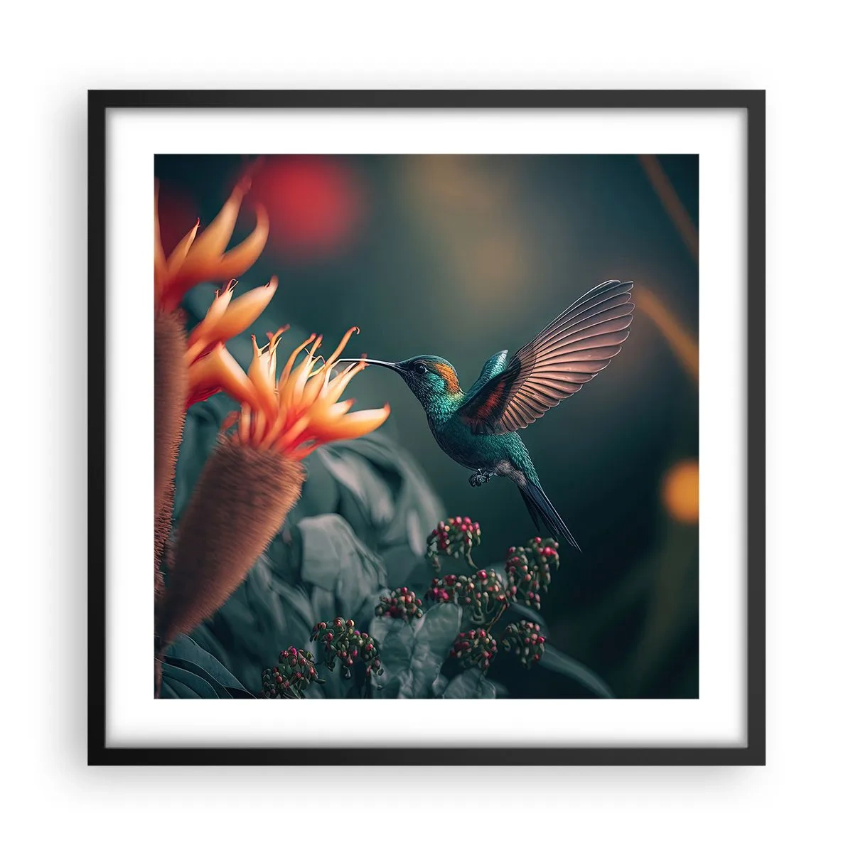 Poster in een zwarte lijst - een werkelijk kleurrijk leven - 50x50 cm