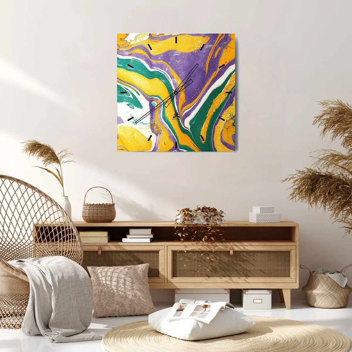 Wandklok - Klok - Kleur golven - 40x40 cm