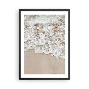 Poster in een zwarte lijst - Zachte golven die op het zand van het strand beuken - 50x70cm - Ben zo terug - Moderne wanddecoratie voor woonkamer en slaapkamer ARTTOR