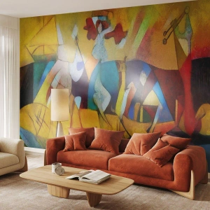 Fotobehang Standard Eco - Zon - leven - vreugde - Dieren, Afrika, Kubisme - 350x256 cm