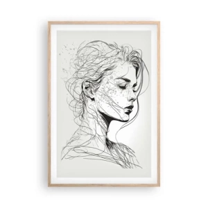 Een poster in een licht eiken lijst - Portret in gedachten - 61x91 cm