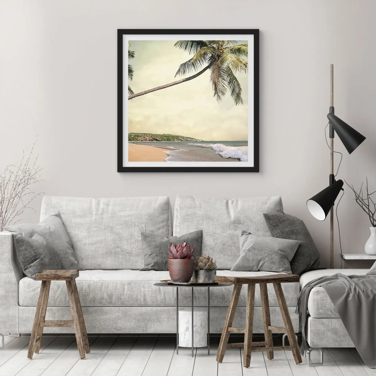 Poster in een zwarte lijst - Tropische droom - 30x30 cm