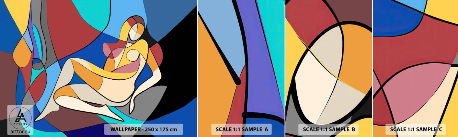 Fotobehang Staaltje Standard Eco - Kubistisch naakt - Kubisme, Modern, Vrouw - 100x30 cm