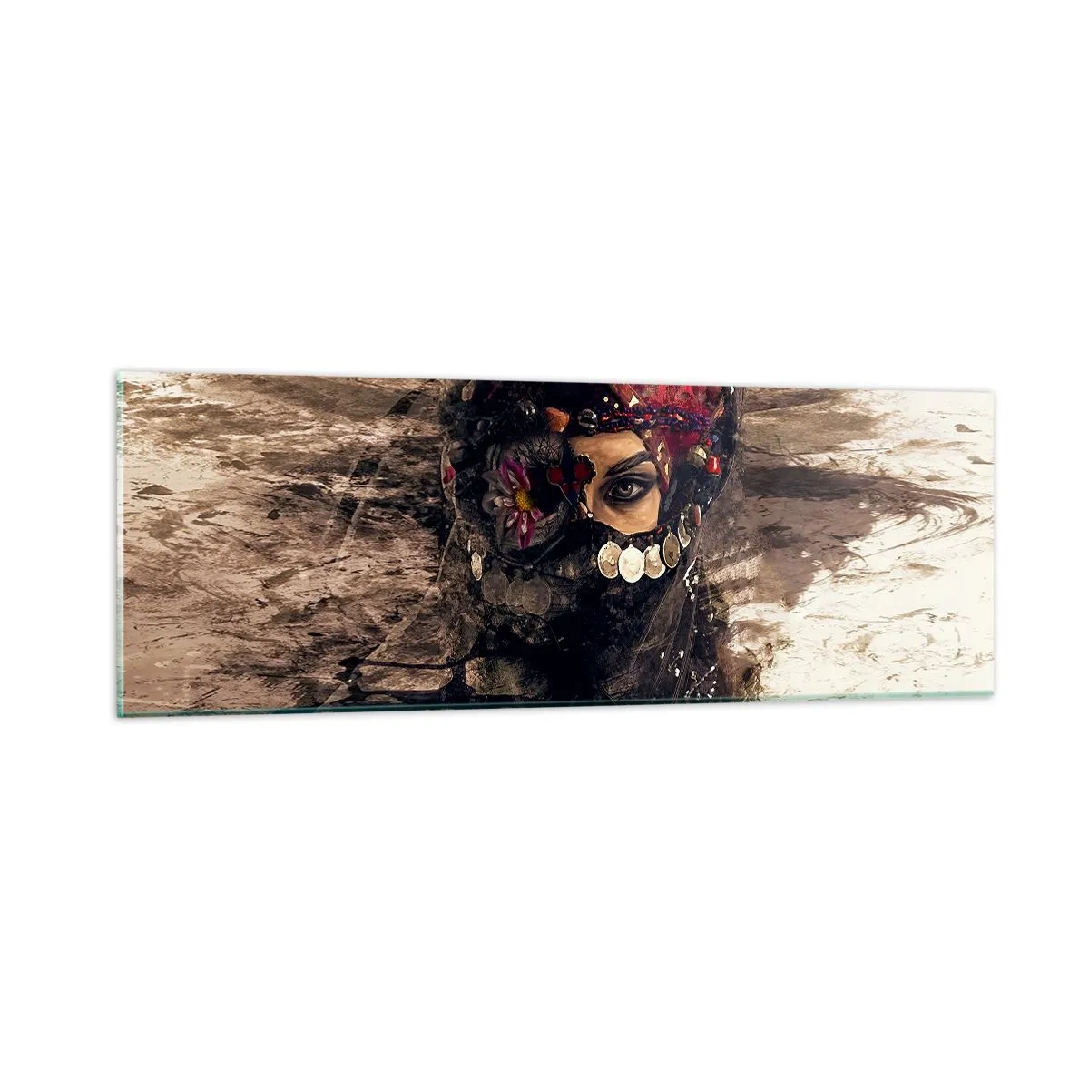 Schilderen op glas - Op zijn zachtst gezegd verontrustend - 90x30 cm
