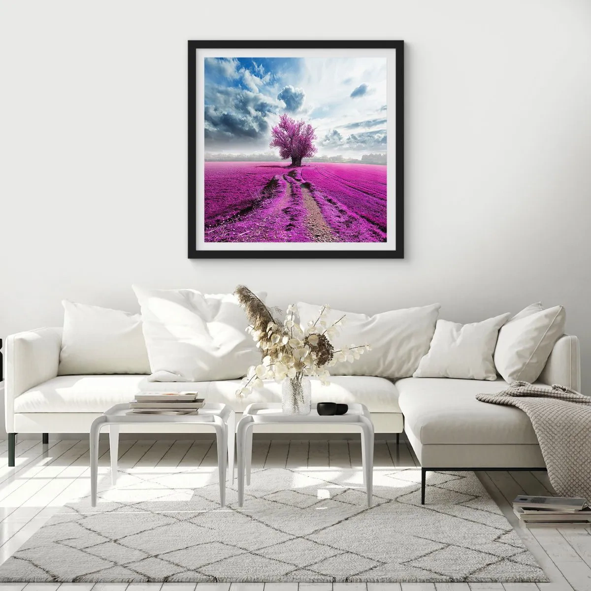 Poster in een zwarte lijst - Heide - heilige plek - 30x30 cm