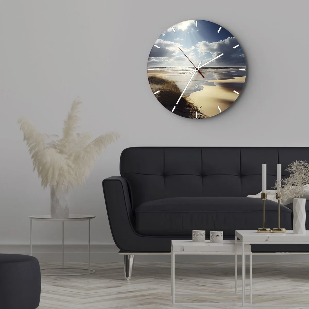 Wandklok - Klok - Een wild strand met duinen verlicht door zonlicht en wolken - 30x30cm - Strand, wild strand - Moderne wanddecoratie voor woonkamer, keuken en slaapkamer ARTTOR