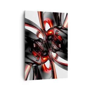 Schilderen op canvas - Beweging in grafiet en rood - 70x100 cm