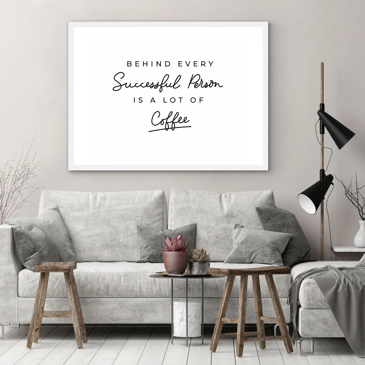 Poster in een witte lijst - Het geheim van succes - 50x40 cm