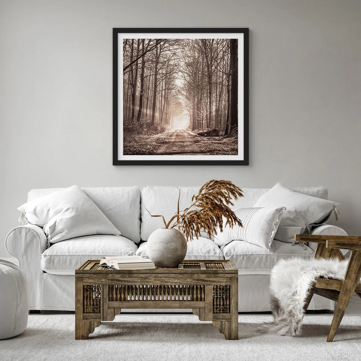Poster in een zwarte lijst - Boskathedraal - 30x30 cm