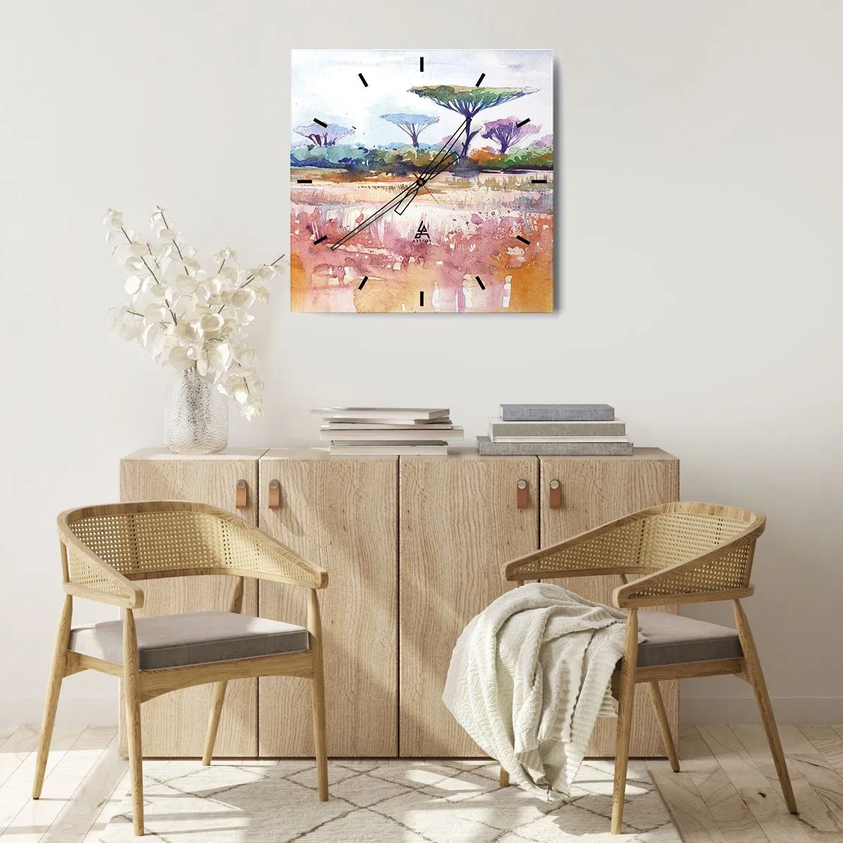 Wandklok - Klok - Savanne kleuren - 30x30 cm
