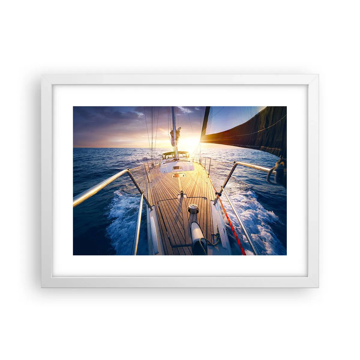 Poster in een witte lijst - Lopend op de golven - 40x30 cm