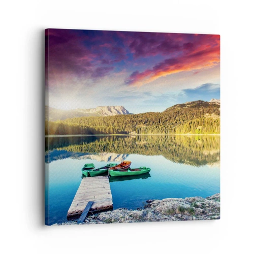 Schilderen op canvas - Over het water zo glad als een spiegel - 30x30 cm