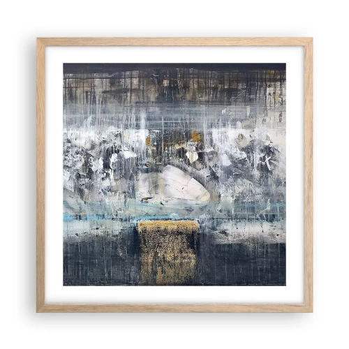 Een poster in een licht eiken lijst - Als op ijs, als zo moeizaam - 50x50 cm