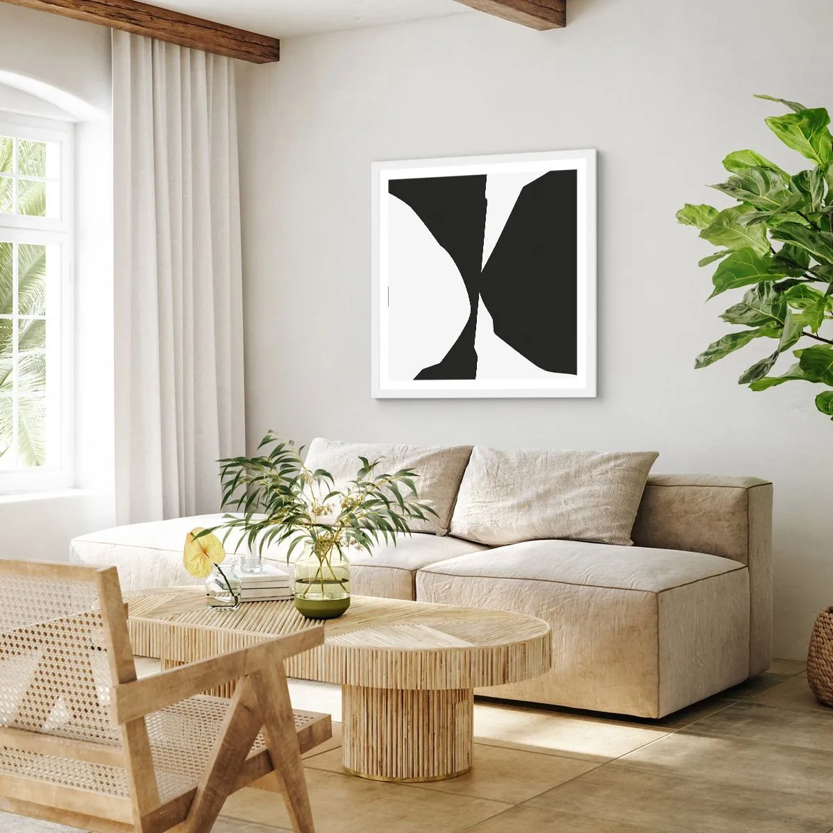 Poster in een witte lijst - Positief – negatief - 40x40 cm