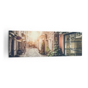 Schilderen op canvas - Rozensteeg in roze gloed - 160x50 cm