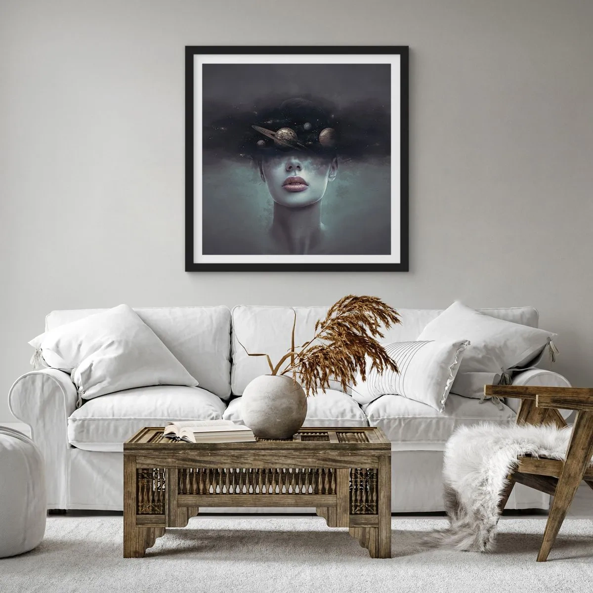 Poster in een zwarte lijst - En de planeten worden gek... - 60x60 cm