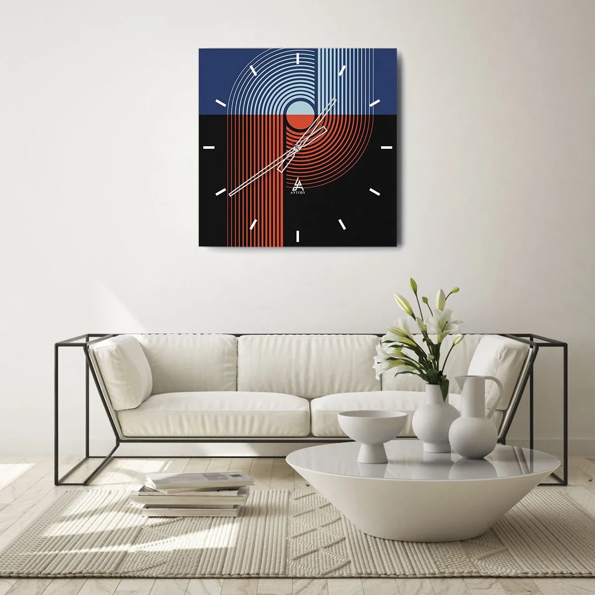 Wandklok - Klok - In een geometrische omhelzing - 30x30 cm