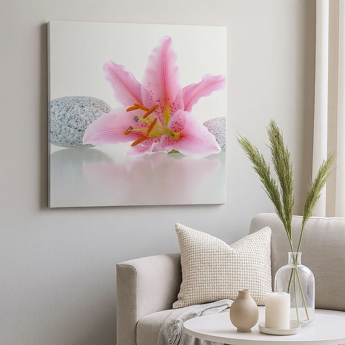 Schilderen op canvas - Een studie in roze, grijs en wit - 30x30 cm