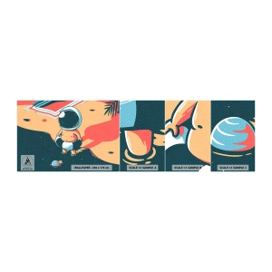Fotobehang Staaltje Standard Eco - Vanuit een ander perspectief - Abstractie, Strand, Astronaut - 100x30 cm