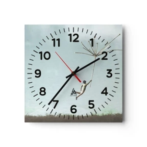 Wandklok - Klok - Vliegers, paardebloemen, wind - 40x40 cm