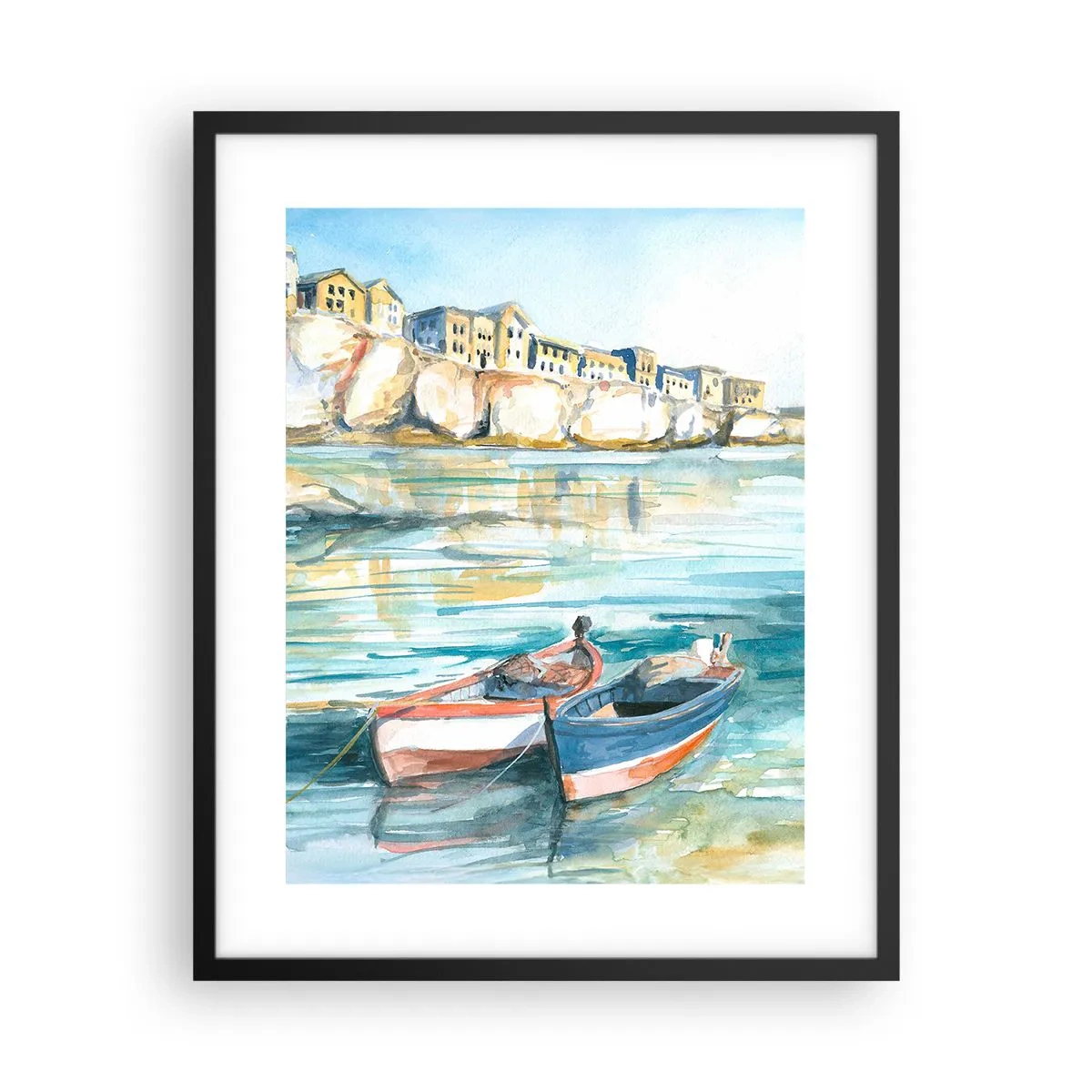 Poster in een zwarte lijst - Azuurblauw landschap - 40x50 cm