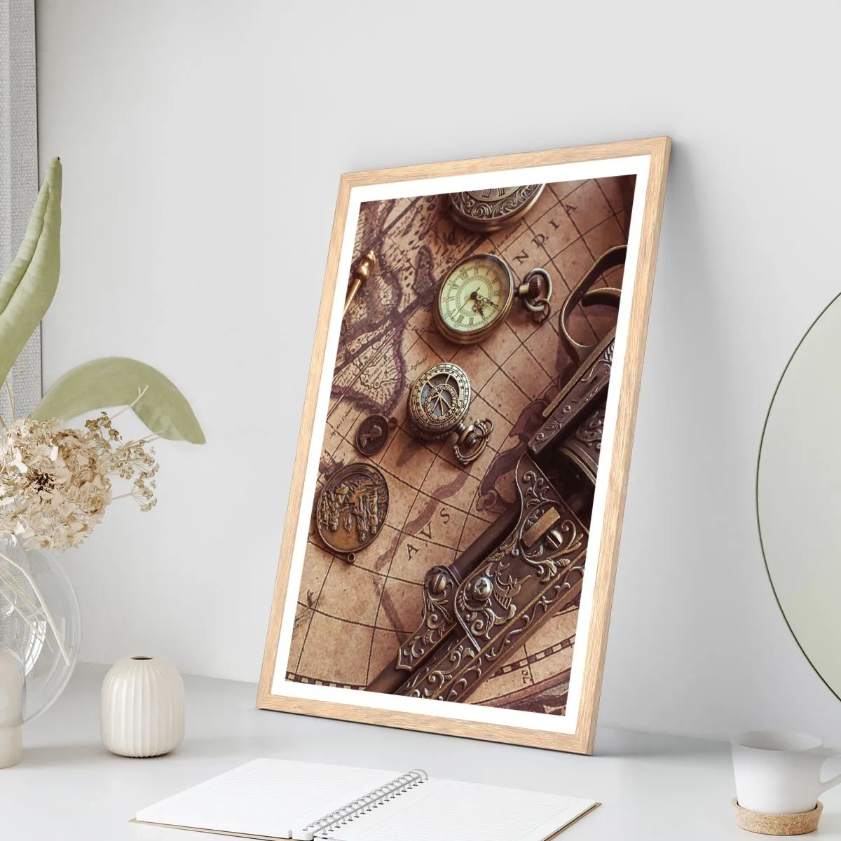 Een poster in een licht eiken lijst - Avontuur roept - 50x70 cm