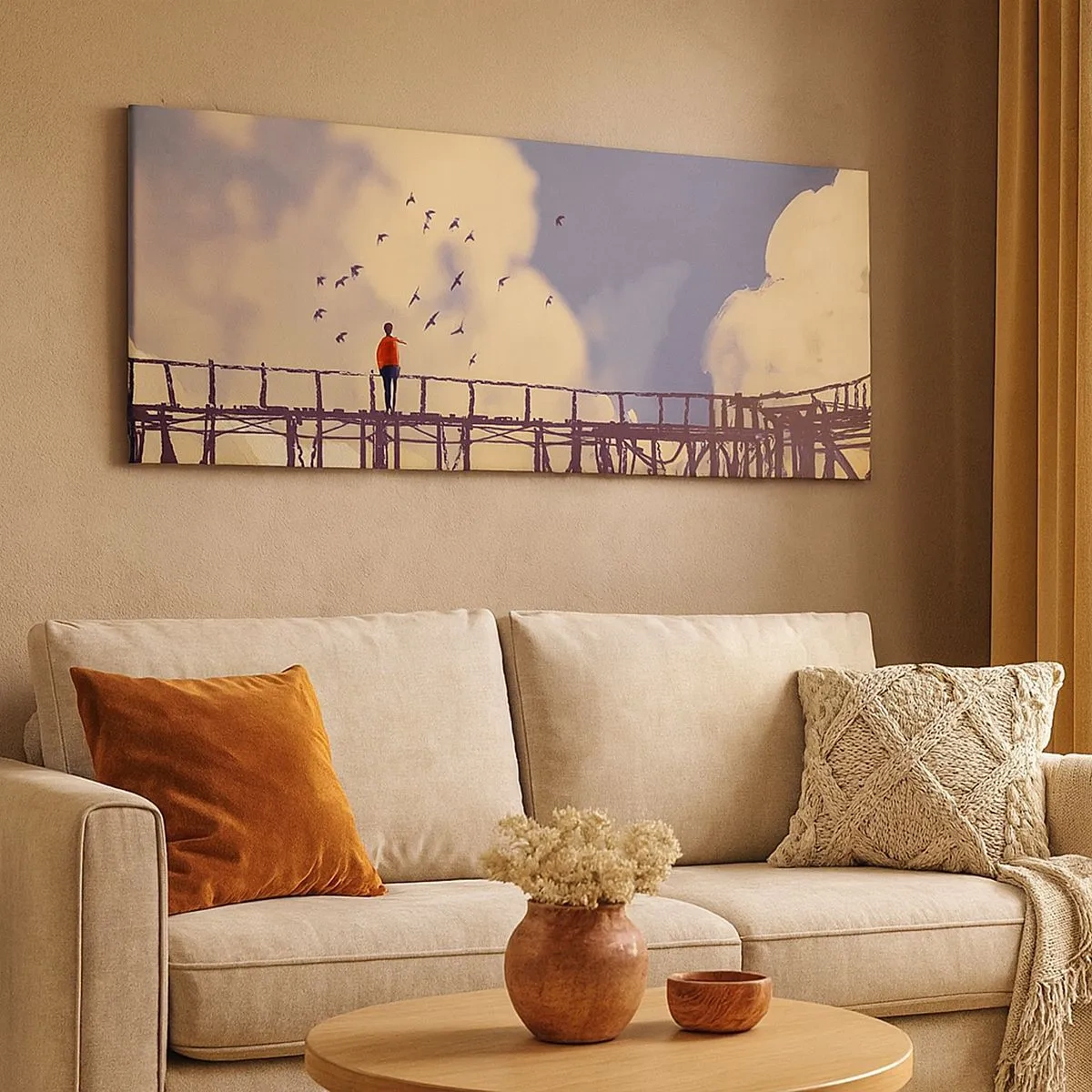 Schilderen op canvas - Blauw verlangen - 100x40 cm