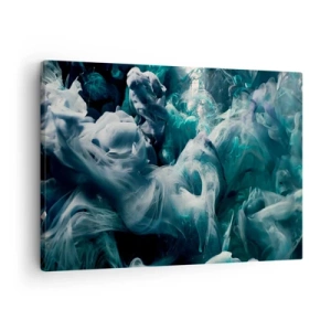 Schilderen op canvas - Dynamische abstracte golven in tinten blauw en wit - 70x50cm - De nobele kilheid van steen - Moderne wanddecoratie voor woonkamer en slaapkamer ARTTOR