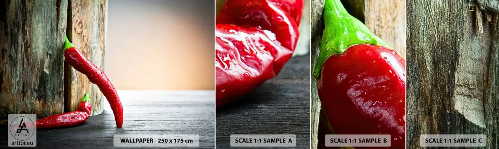 Fotobehang Staaltje Standard Eco - Red hot chili peppers - Peper, Chili, Kruiden - 100x30 cm