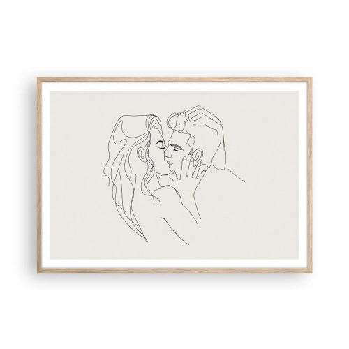 Een poster in een licht eiken lijst - Verstrikt in gevoel - 100x70 cm