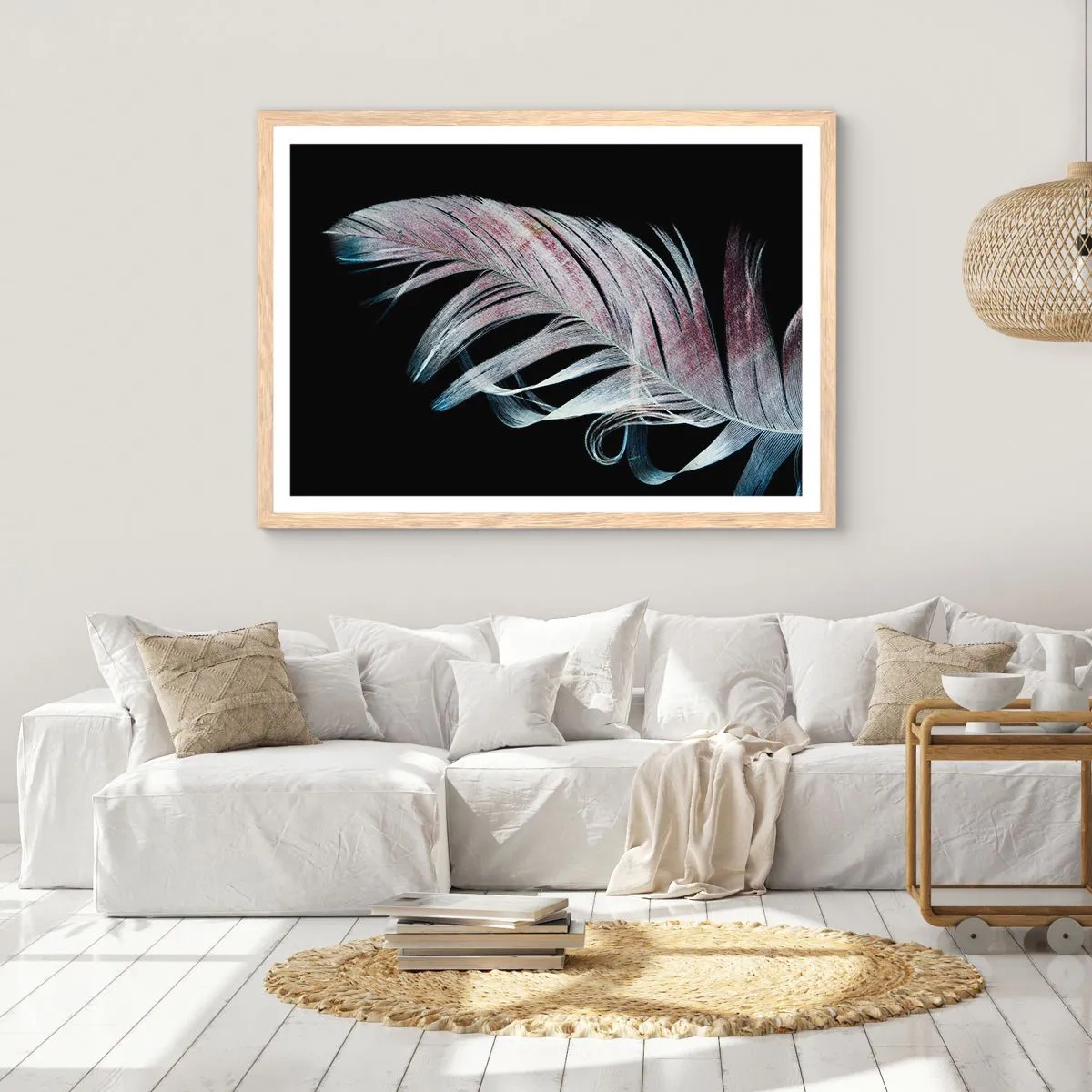 Een poster in een licht eiken lijst - Denk aan aanraking - 50x40 cm