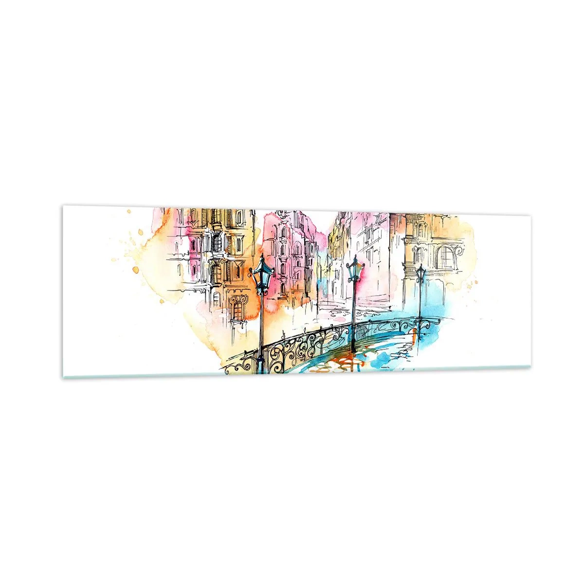Schilderen op glas - Het hart van de stad - 160x50 cm