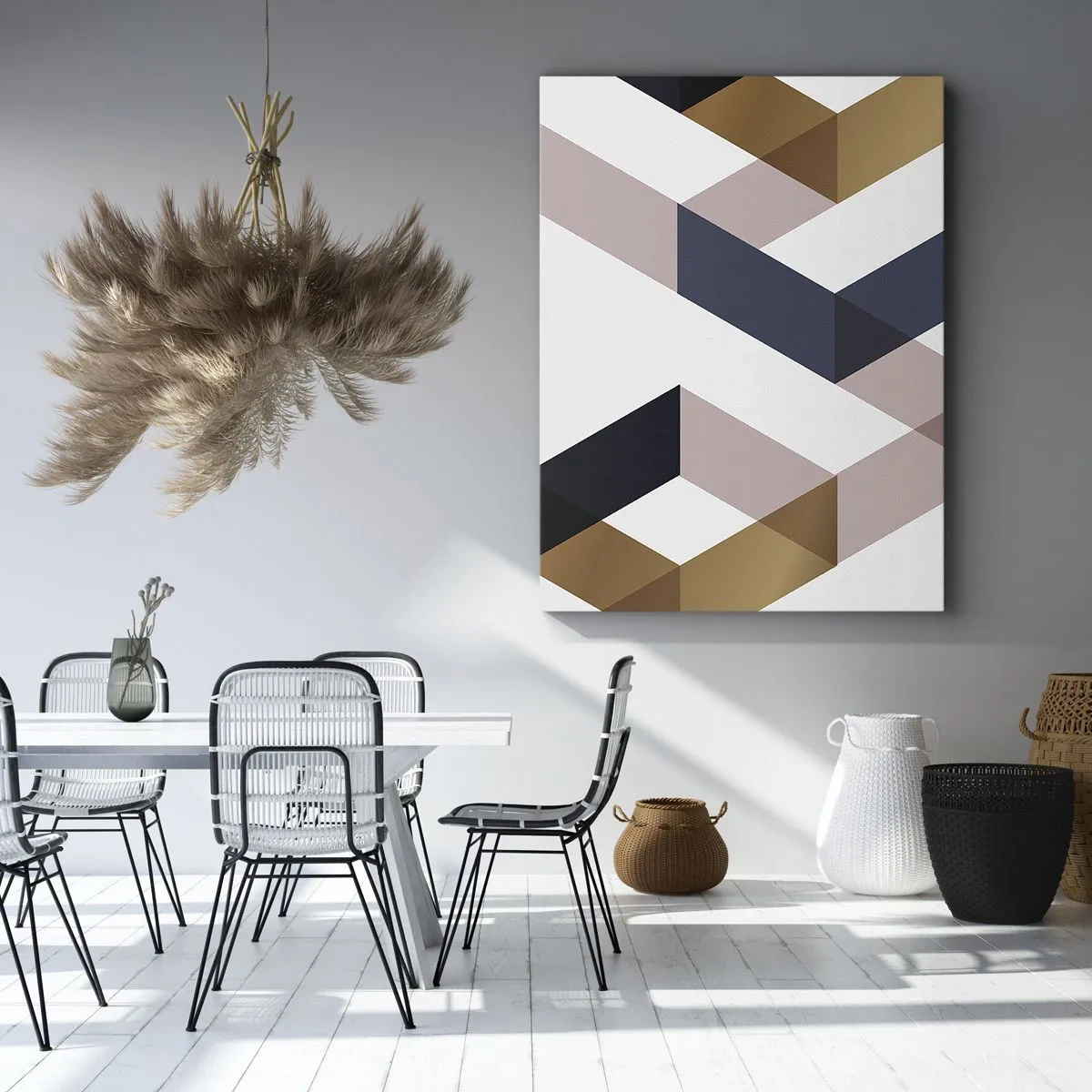Schilderen op canvas - Vlakken en hoeken - 55x100 cm