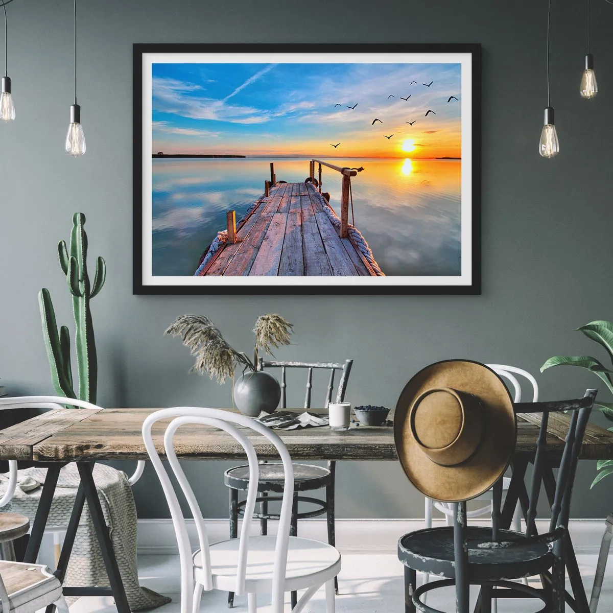 Poster in een zwarte lijst - Loop recht naar de zon - 50x40 cm