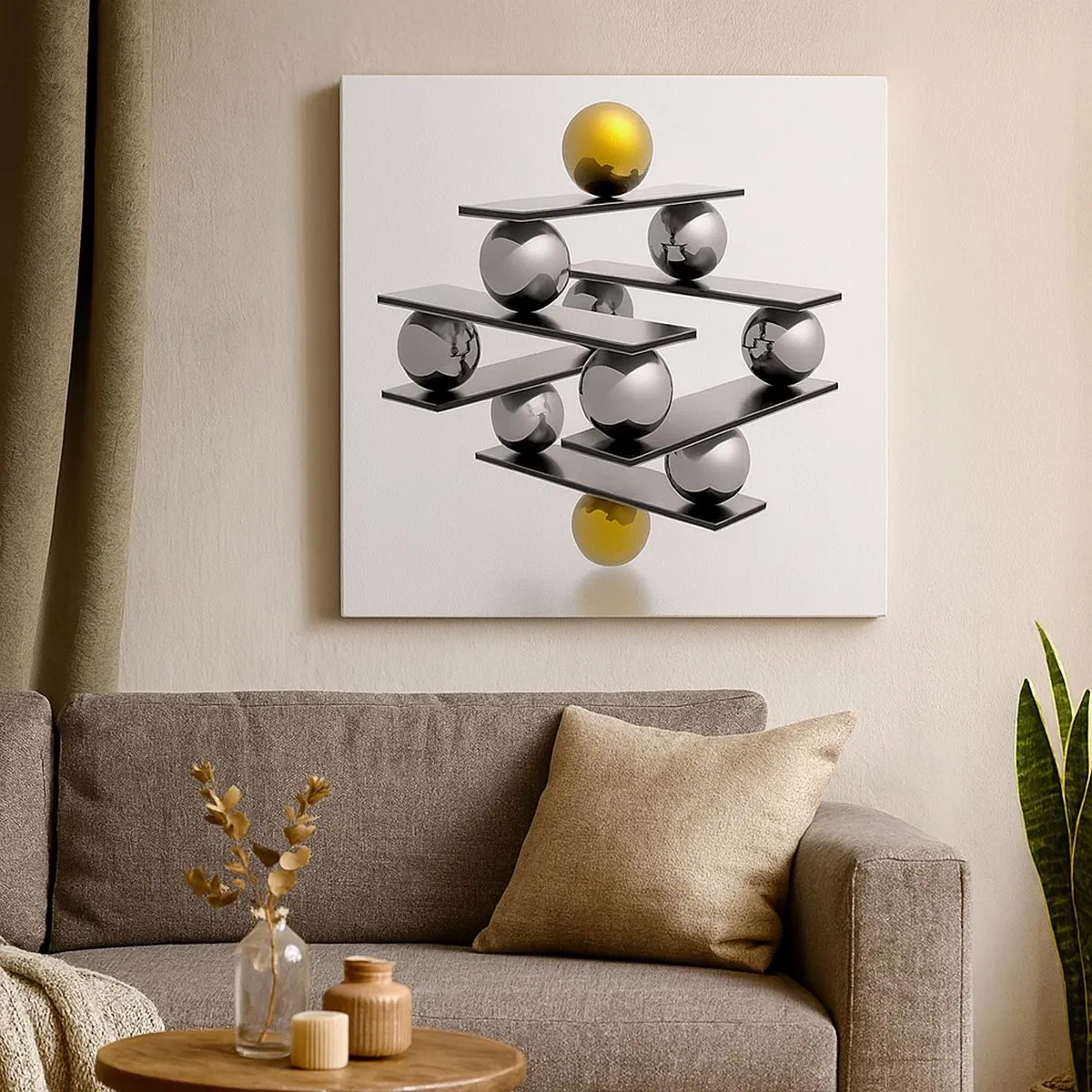 Schilderen op canvas - Goud-zilver balans - 30x30 cm