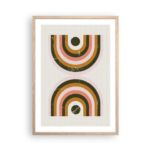 Een poster in een licht eiken lijst - Tweeling abstractie - 50x70 cm