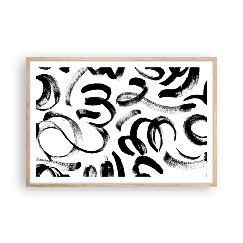 Een poster in een licht eiken lijst - Zwart op wit - 91x61 cm