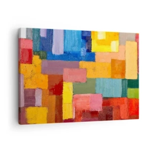 Schilderen op canvas - Kleurrijke abstracte rechthoeken in verschillende tinten - 70x50cm - Elk is anders, allemaal kleurrijk - Moderne wanddecoratie voor woonkamer en slaapkamer ARTTOR